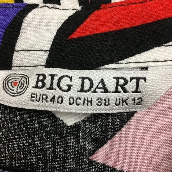 Women's Retro Pop Art Print Shirt Button Front Long Sleeves Colorful Abstract M - Picture 7 of 10